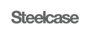 A black and white logo for steelcase on a white background.