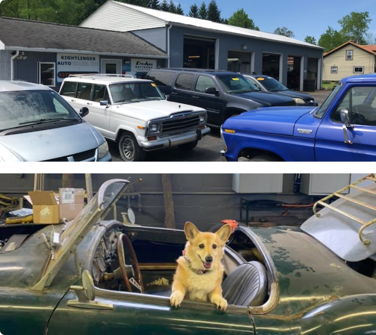 Parked Vehicles In Front of Our Auto Repair Shop in Conneaut Lake, PA - Kightlinger Auto Service