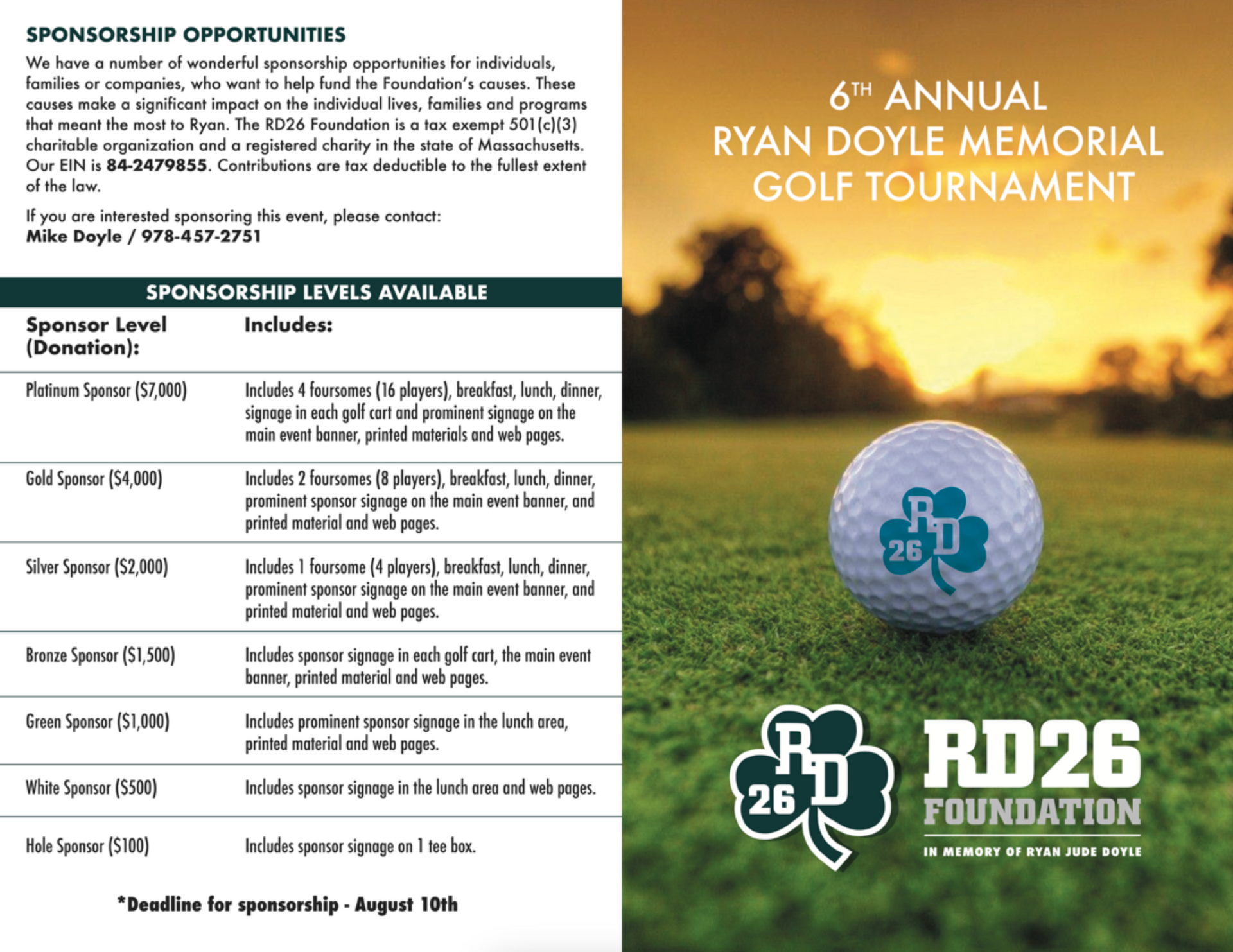 6th annual Ryan Doyle Memorial Golf Tournament 