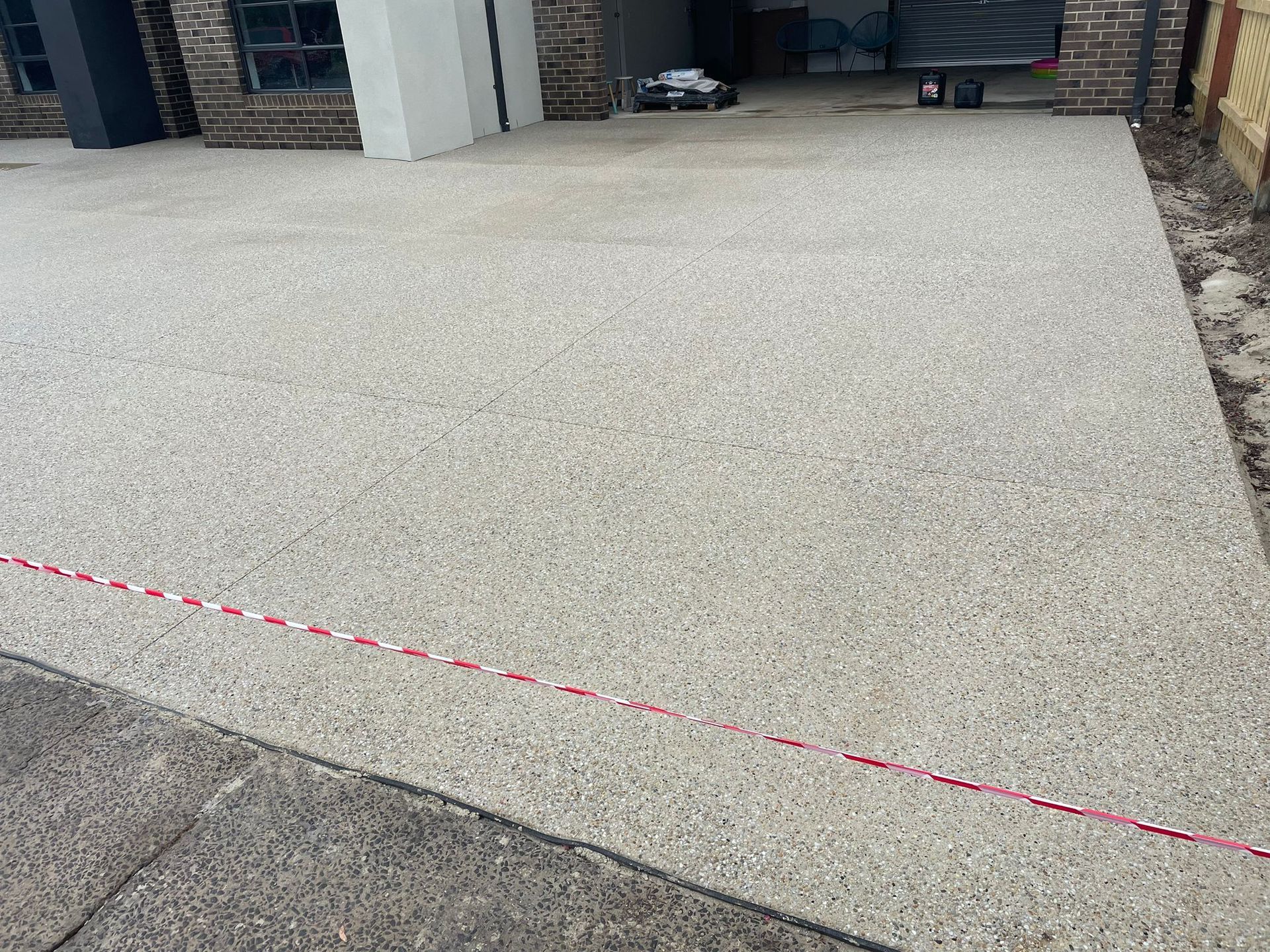 A detailed close-up of a driveway installation in Sunshine VIC after construction.