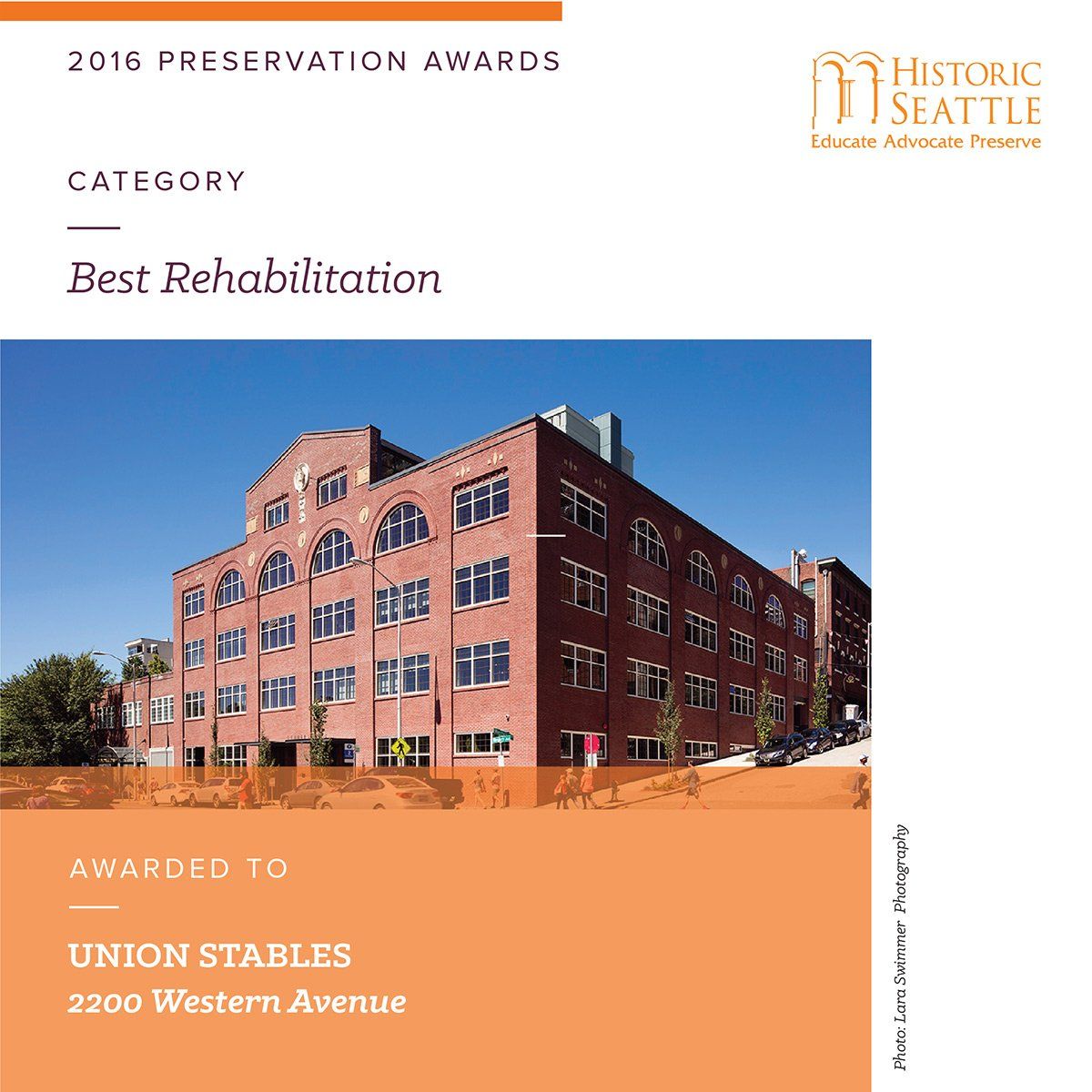 Historic Seattle 2016 Preservation Award, Best Rehabilitation