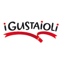 Logo i Gustaioli con testo nero e nastro rosso.