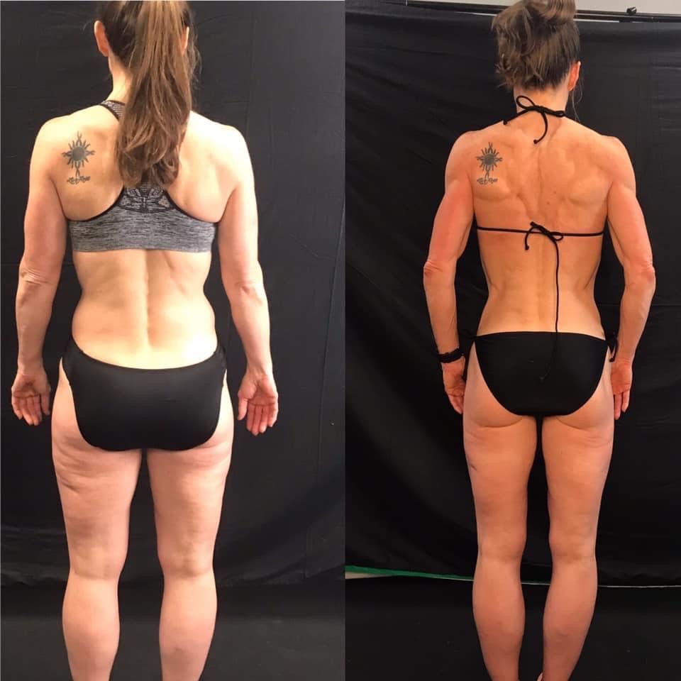 A woman in a bikini has a tattoo on her back