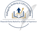 Logo for DeDagelis Bookkeeping & CFO Consulting. Features an open book with upward graph.