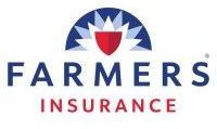 The logo for farmers insurance has a sun and shield on it.