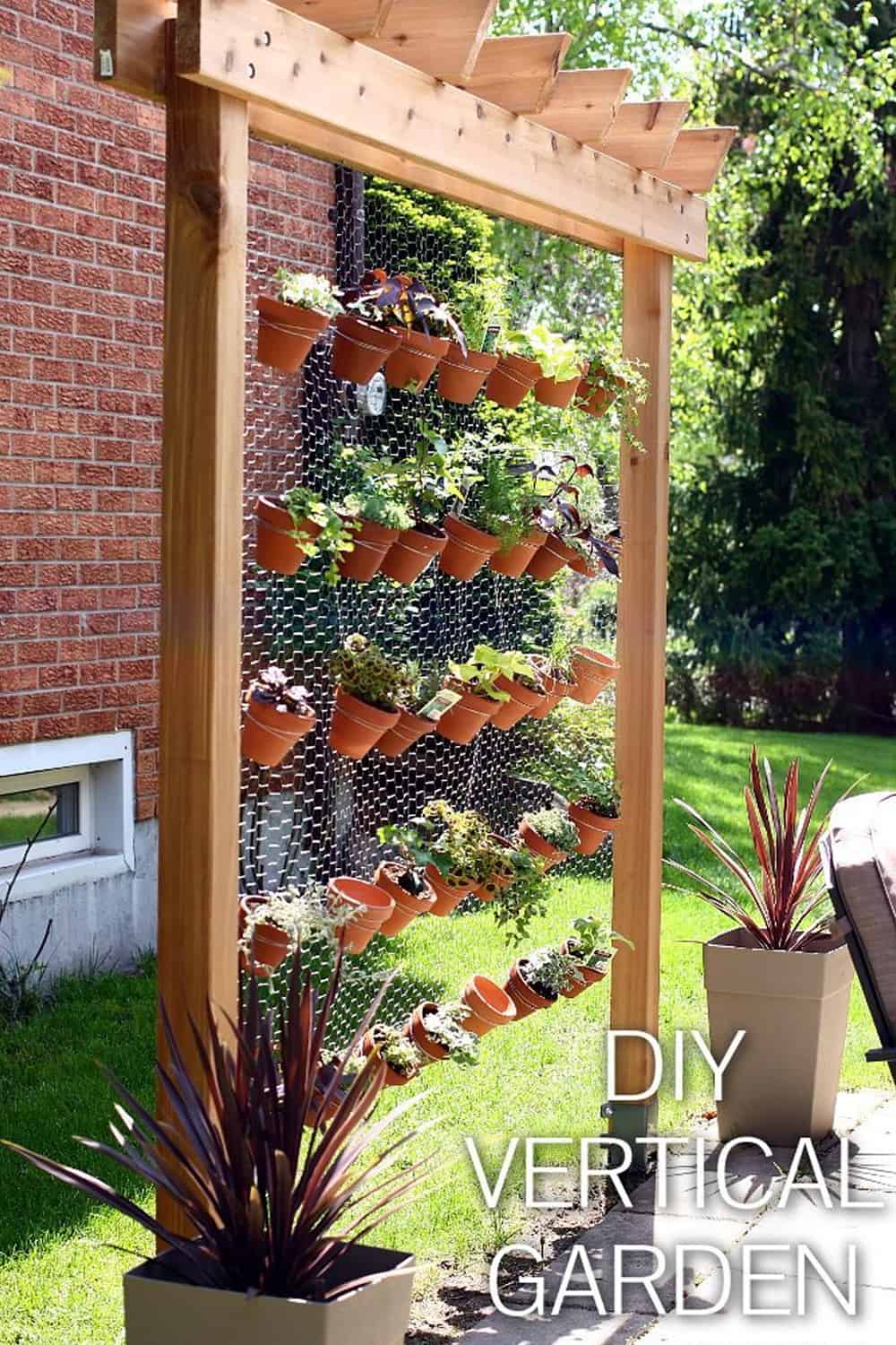 Vertical garden in the yard