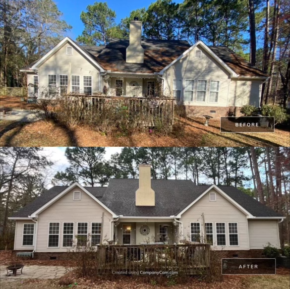 roof cleaning before and after