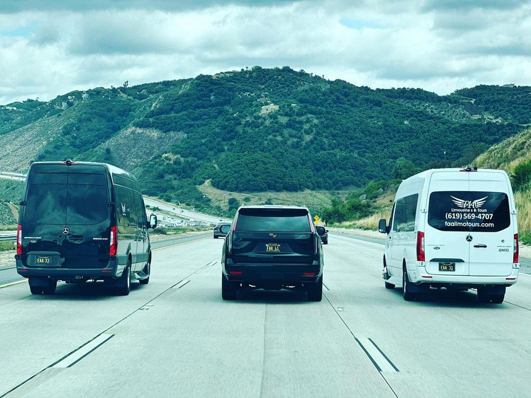 FAA Limousines & Tours fleet on way to temecula wine tours