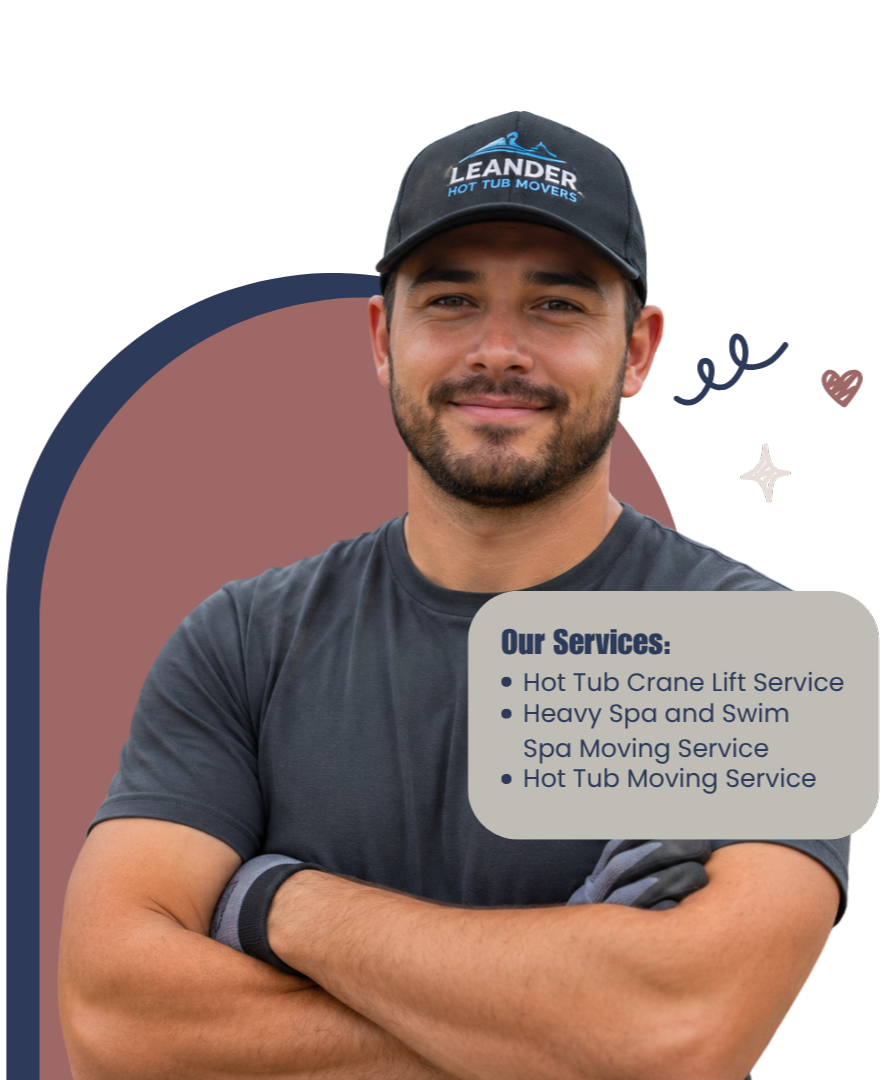 Leander Hot Tub Movers crew working on residential spa transport