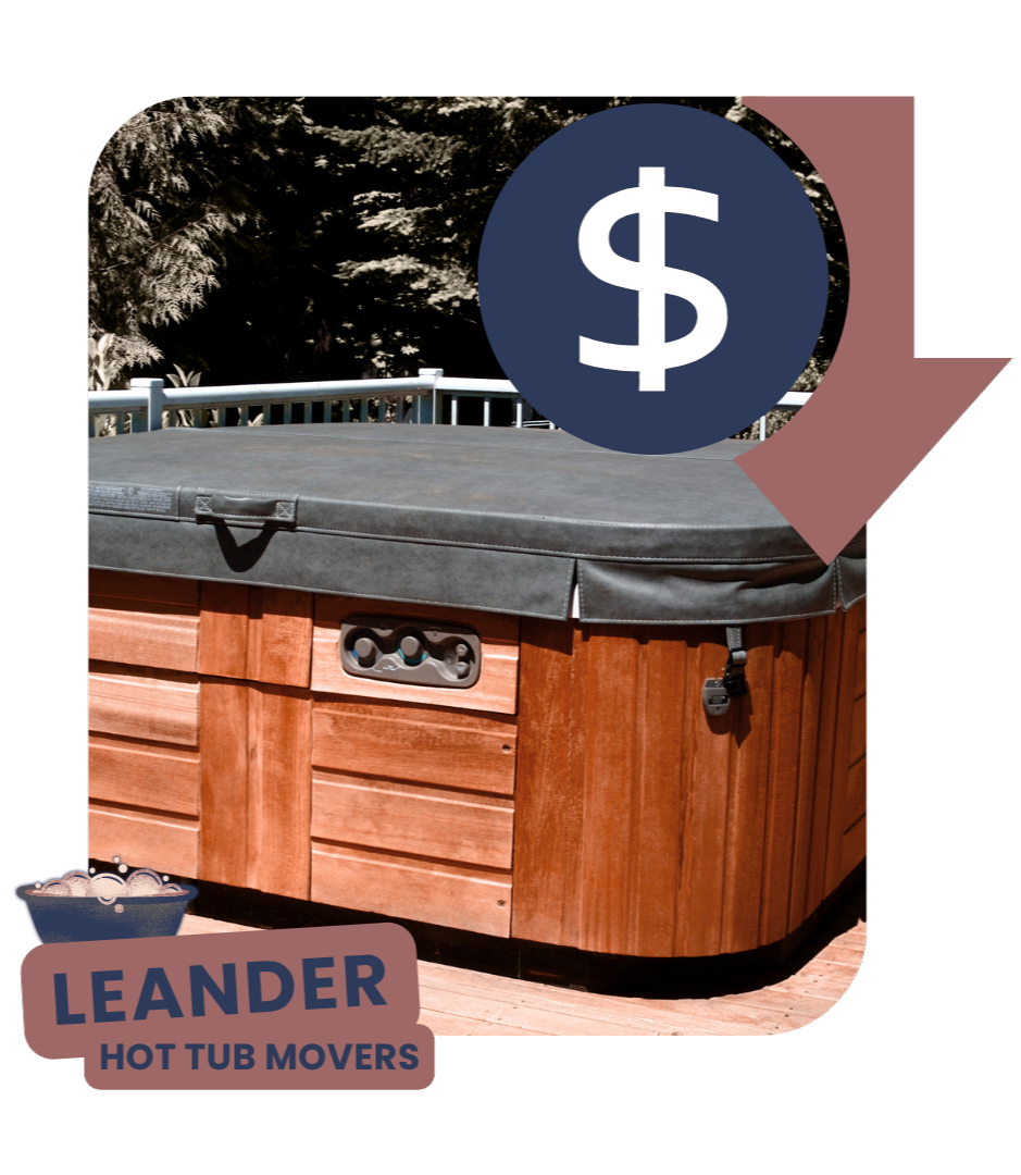 Hot tub removal from deck using professional lifting straps