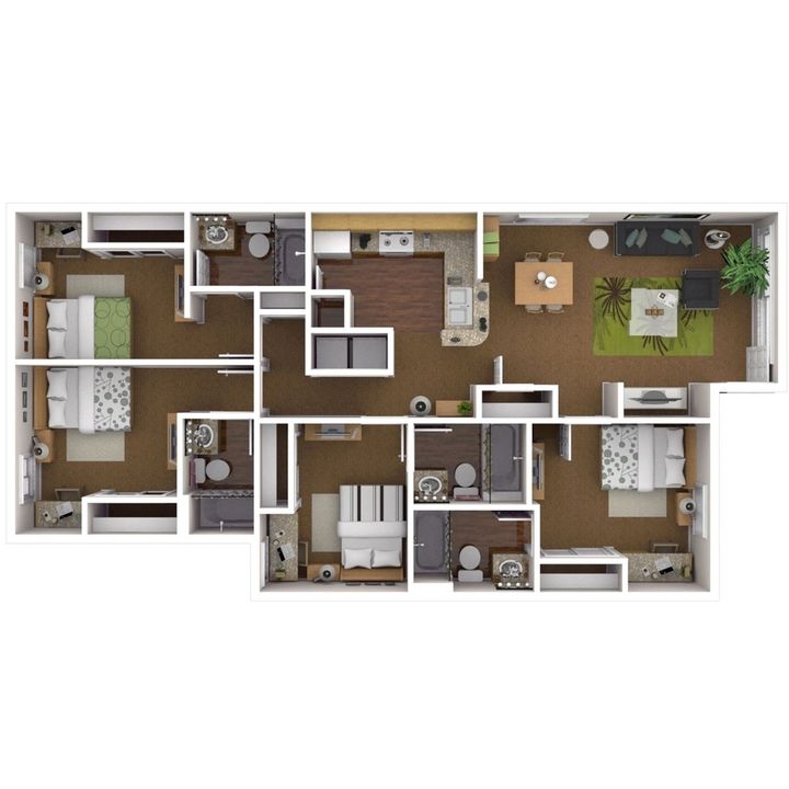 Four bedroom four bathroom floor plan
