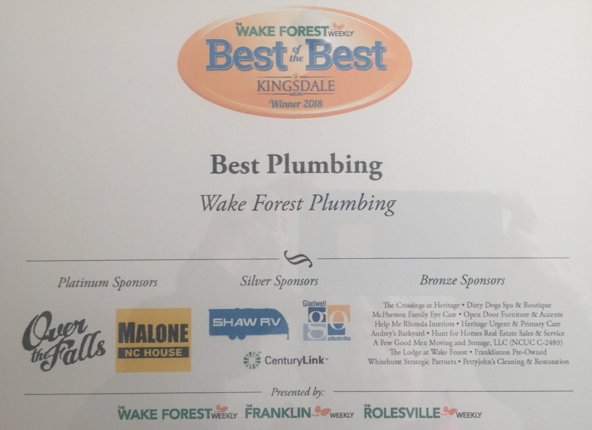Best Plumbing Award