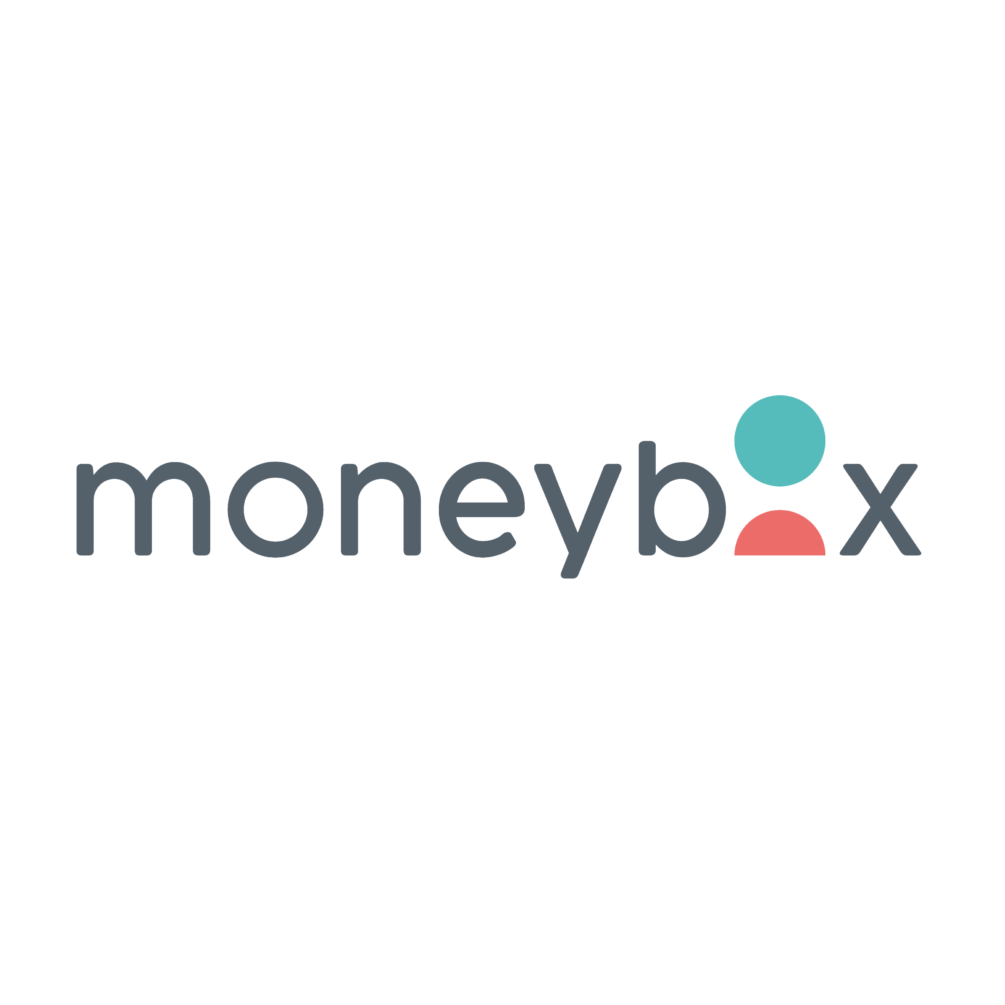 A logo for a company called moneybox on a white background.