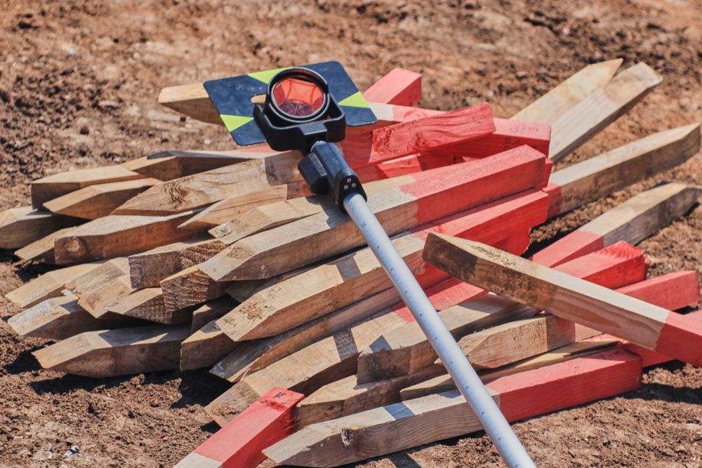 Wooden Stakes and Red Marker Poles in a Pile — Surveyor In West Wyalong, NSW