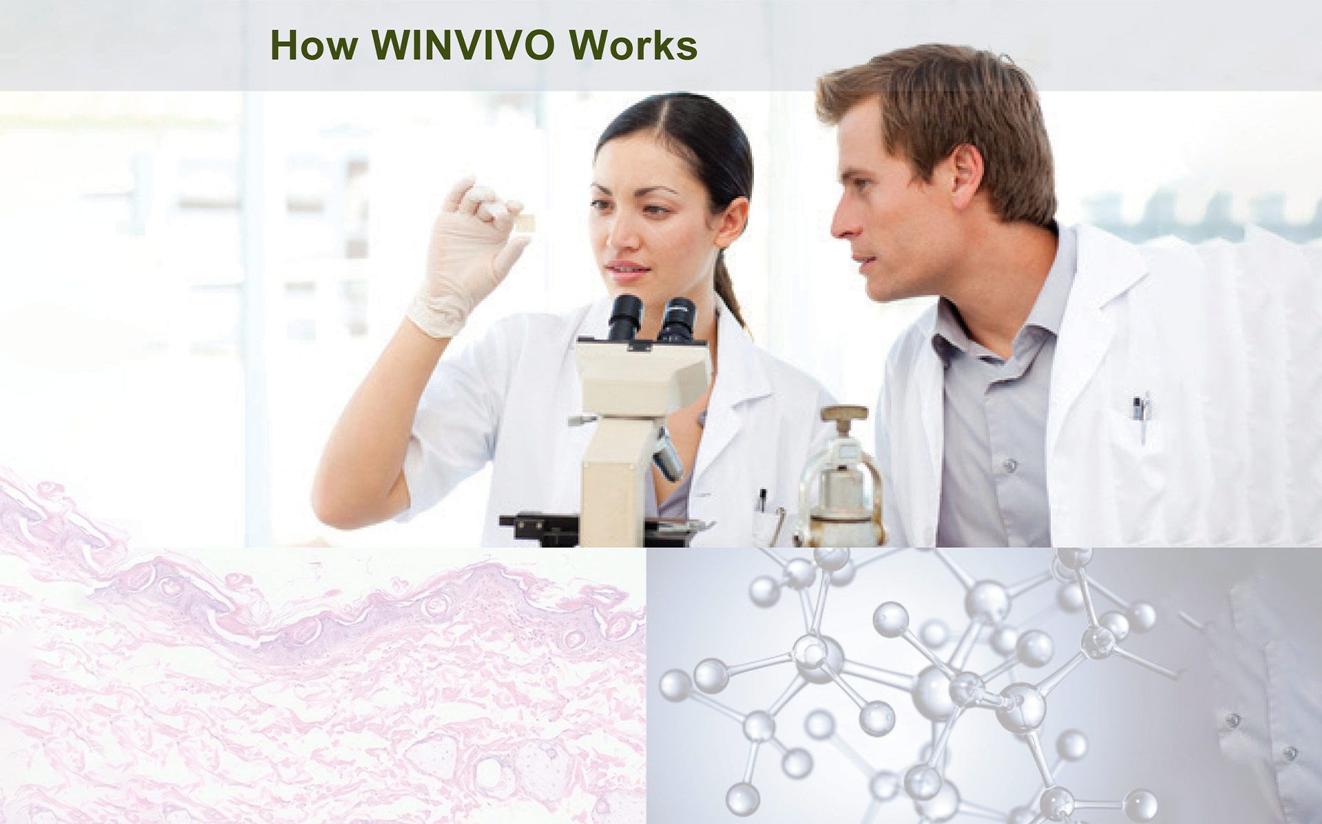 Two scientists examine a sample under a microscope in a lab setting.