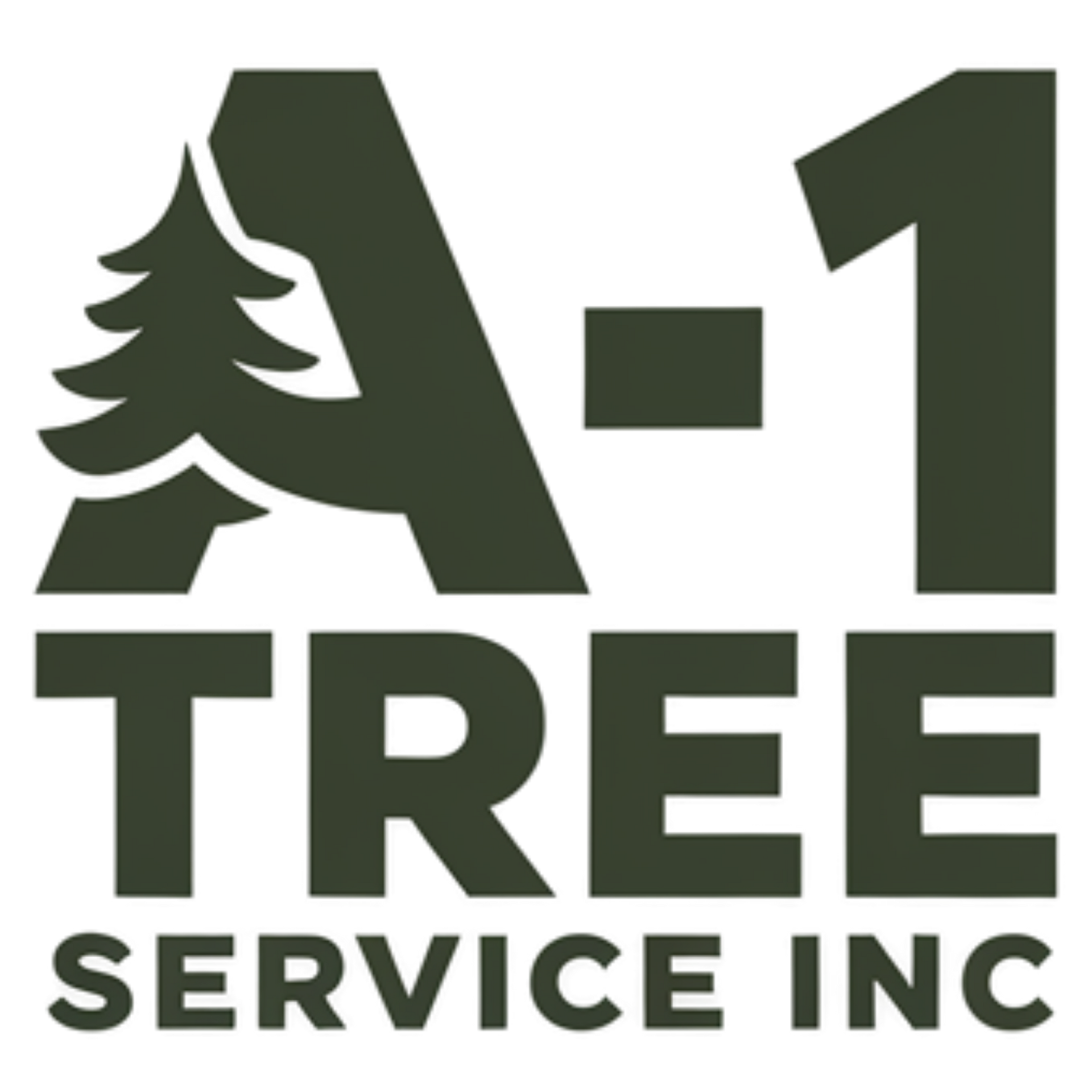 Logo for A-1 Tree Service Inc, featuring a stylized tree within the 