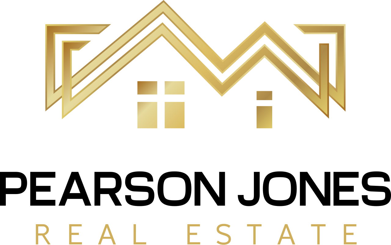 A logo for a real estate company called pearson jones real estate.