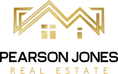 A logo for a real estate company called pearson jones real estate.
