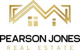 A logo for a real estate company called pearson jones real estate.