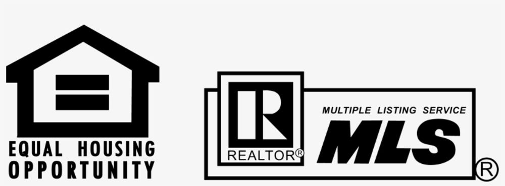 A black and white logo for equal housing opportunity and mls