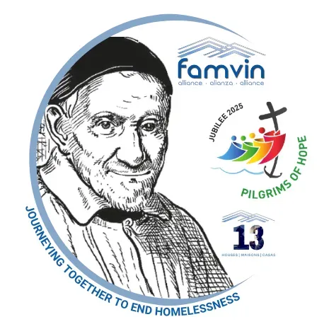 A sticker with a picture of St Vincent de  and the words 