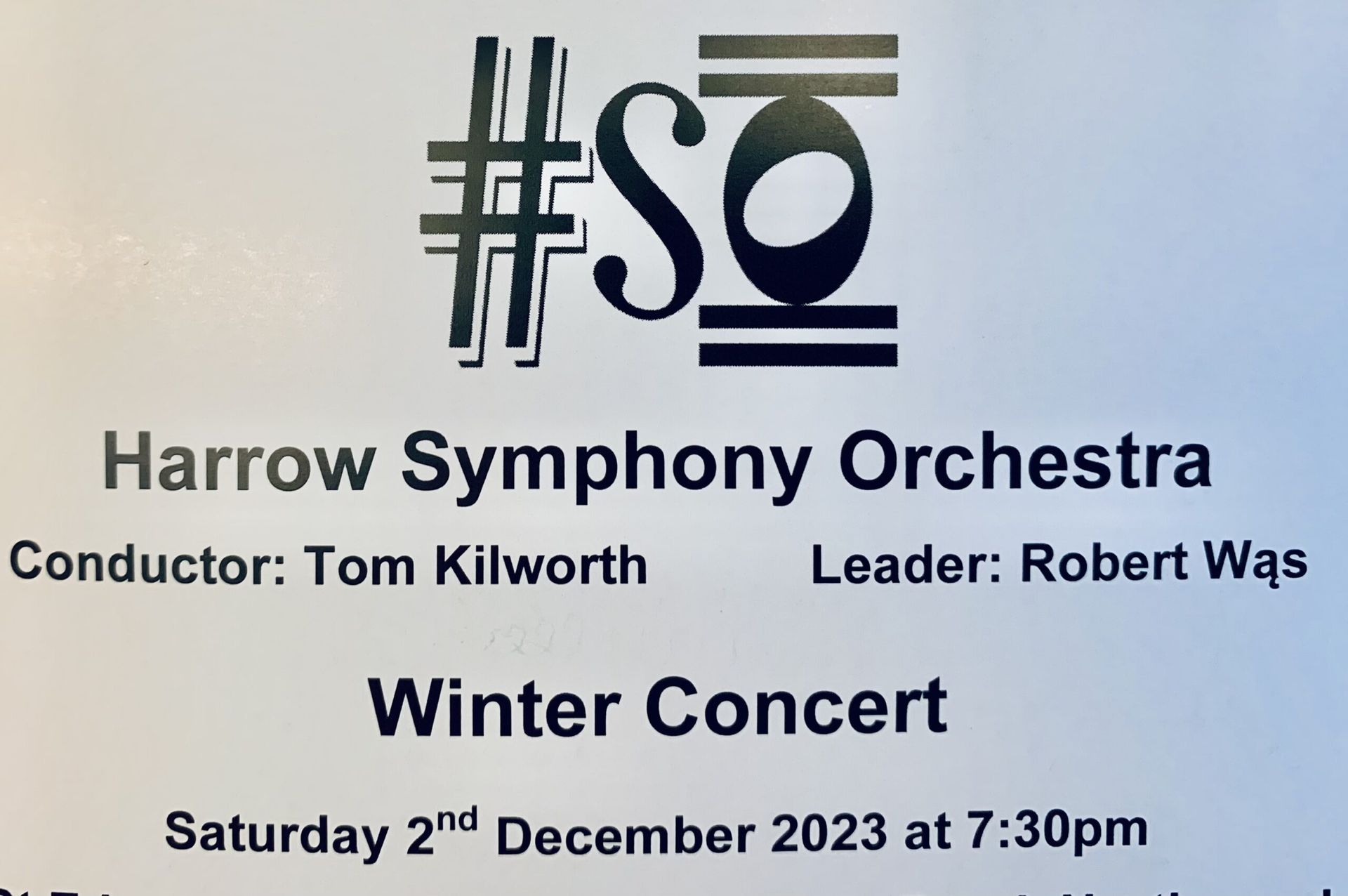 a poster for the harrow symphony orchestra winter concert