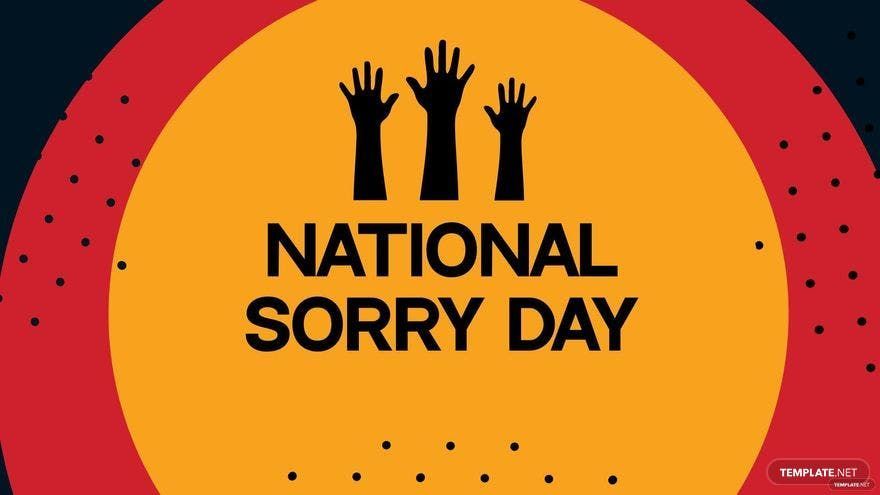 A poster for national sorry day with three hands in a circle.