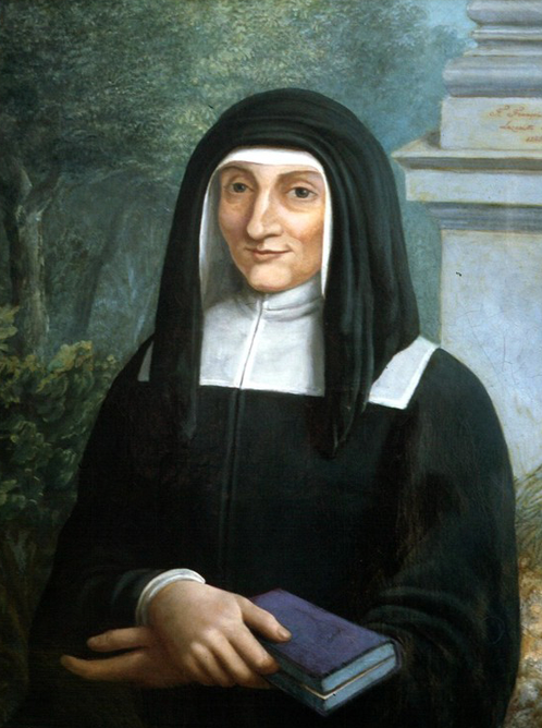 a painting of aSt Louise de Marillac holding a bibl