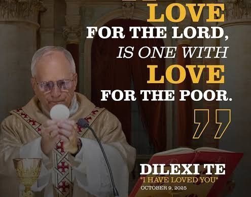 Priest holding communion wafer with quote: 