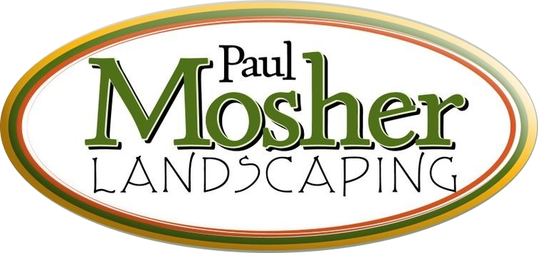 Paul Mosher Landscaping logo with green text in an oval border