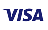 Visa logo in dark blue on a white background