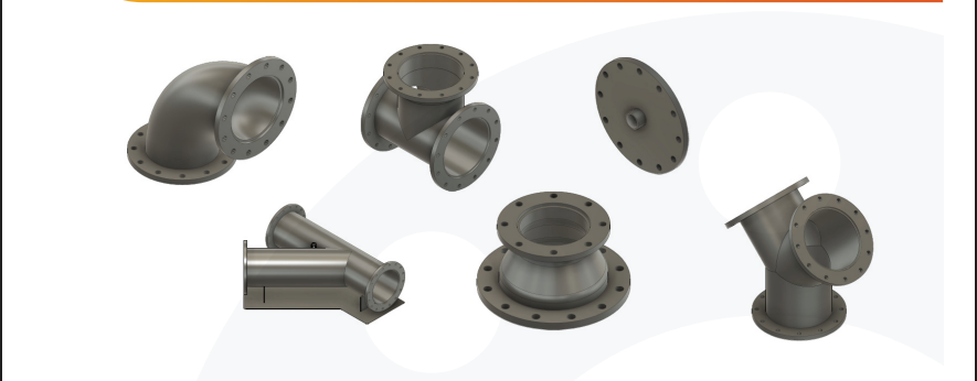 Forcequip manufactures and stocks galvanized, painted and stainless steel reducers, tees, elbows, Y manifolds and blanking flanges in Table E, D & Ansi options. Available sizes: 100mm - 1200mm. All come standard with rated lifting lugs for ease of installation. Bolt kits available.