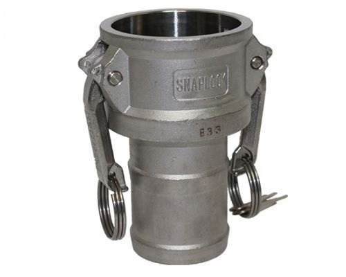 We hold a full range of galvanized, stainless and PE camlock fittings. Sizing ranges from 25mm - 100mm with various connection combinations available.