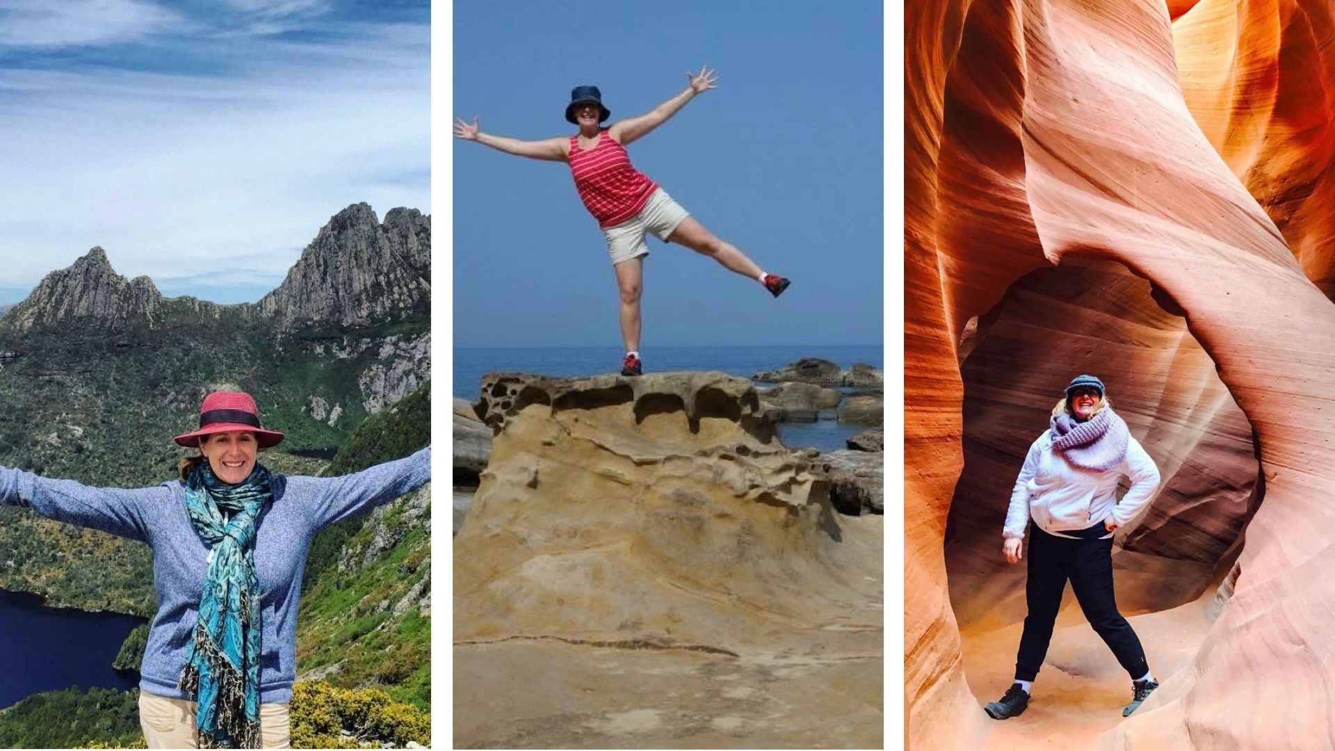 Images of the Sidequest: Iceland founder enjoying rocks all over the world (Tasmania, Taiwan, Arizona)