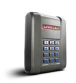 A keypad for a garage door on a white background.