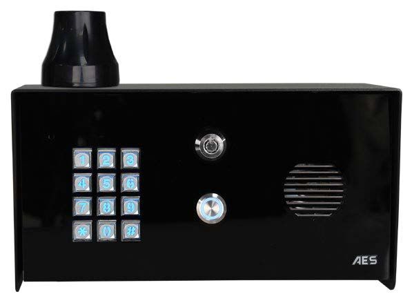 A black box with a keypad and a speaker on it.