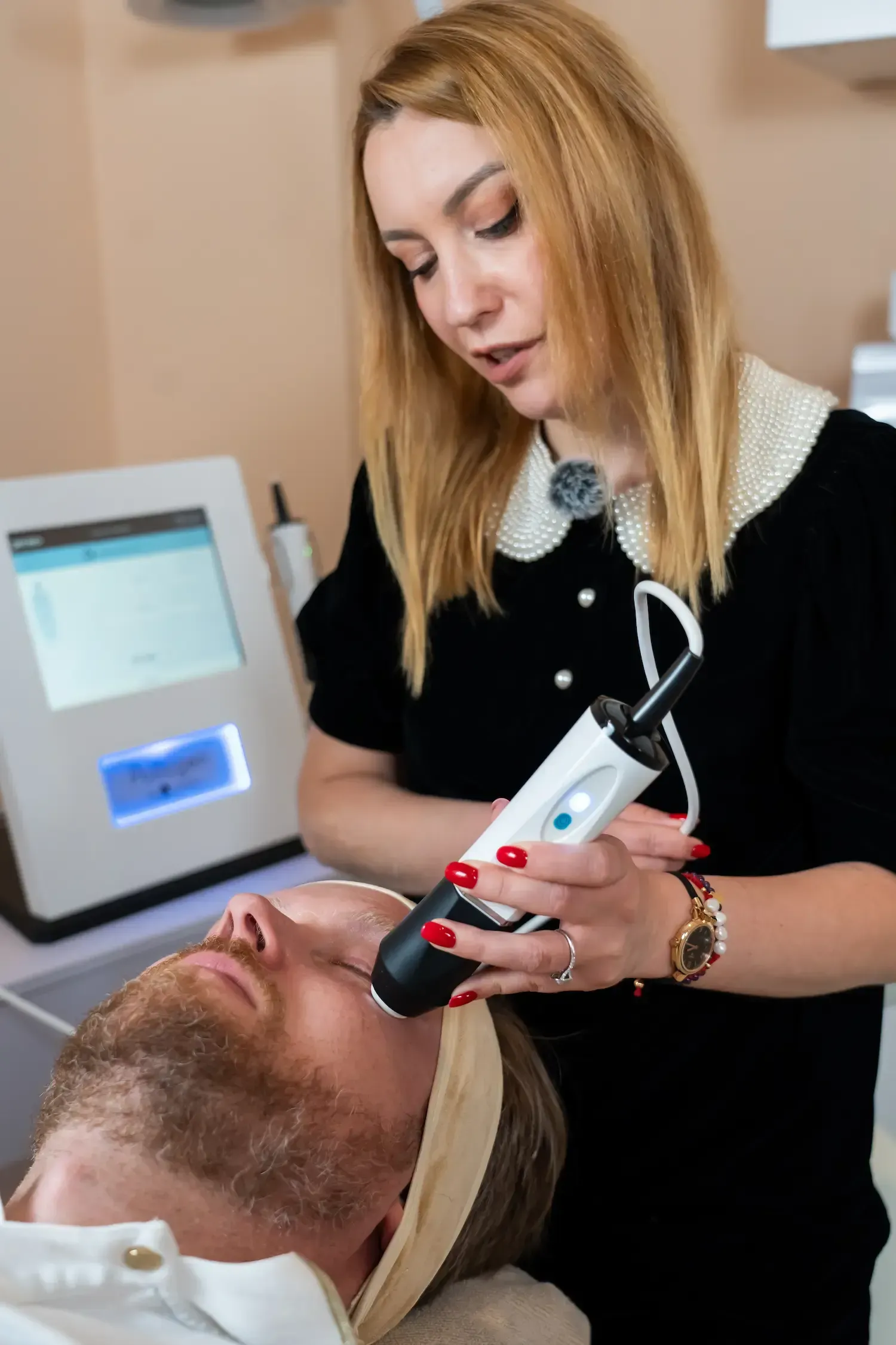 Men receiving complete eye renewal with RadioFrequency