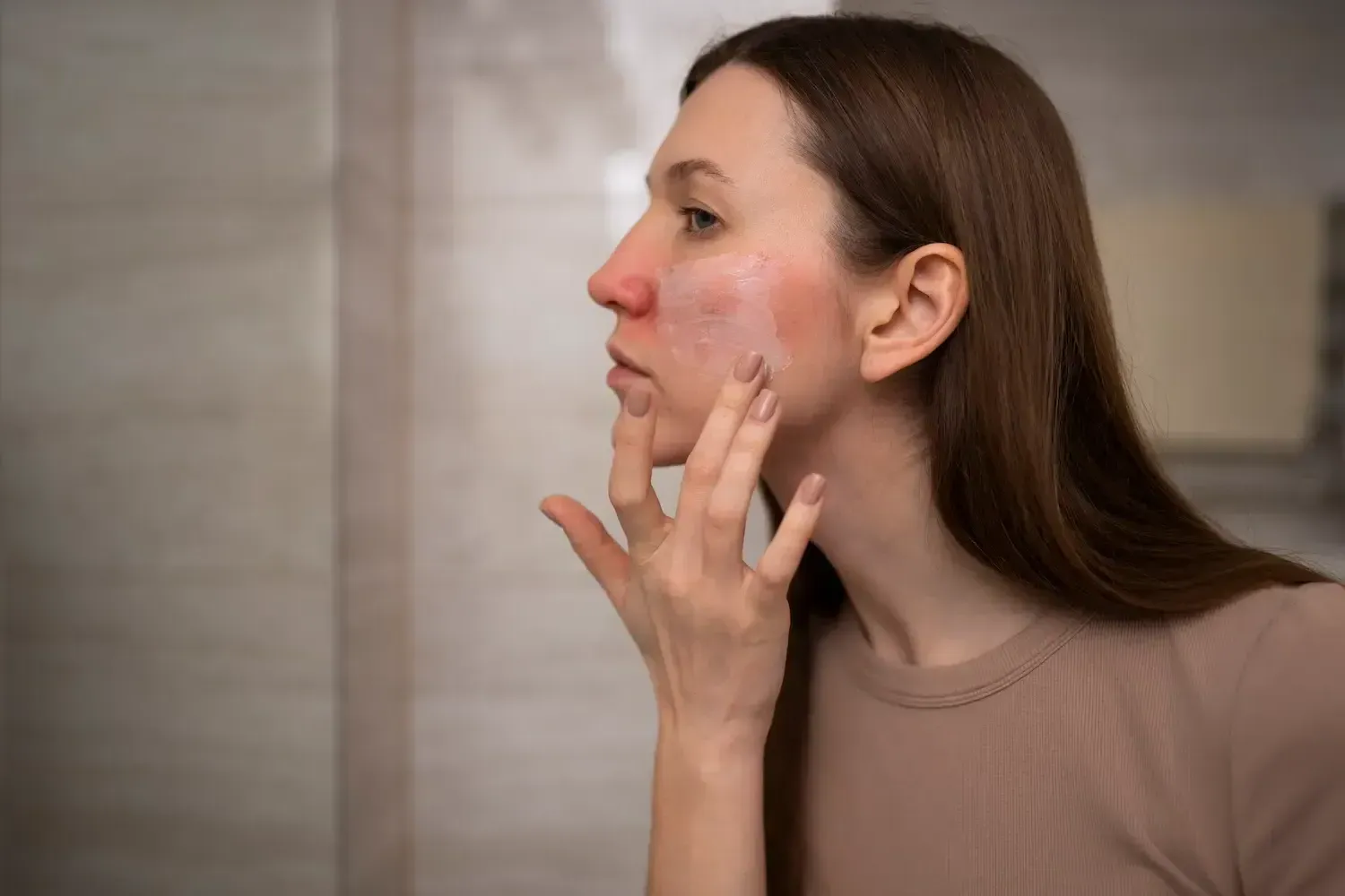 women treating dry skin