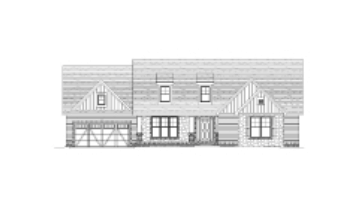 A black and white drawing of a house on a white background.