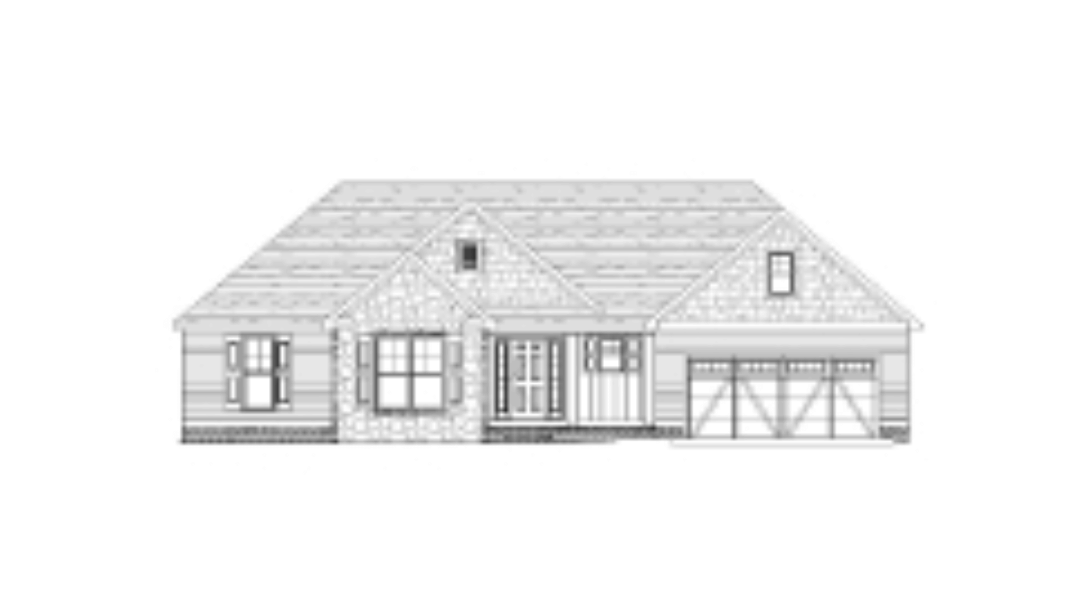 A black and white drawing of a house on a white background.