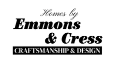 A black and white logo for homes by emmons & cress craftsmanship and design.