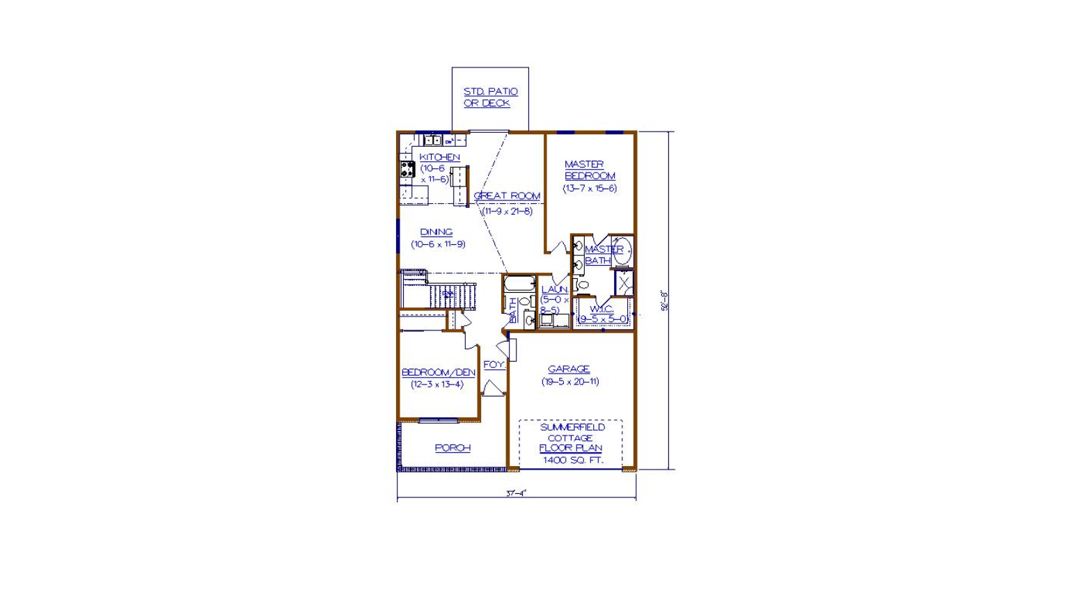 A floor plan of a house on a white background.