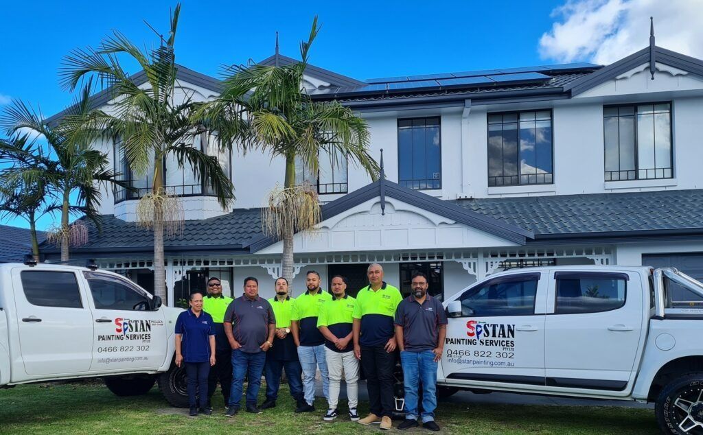 House Exterior Painted Light Blue with White Trim — Stan Painting Services In Belmont, NSW