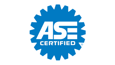 Blue ASE CERTIFIED badge logo with a white gear and text