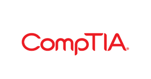 The comptia logo is red and white on a white background.