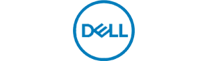 The dell logo is in a blue circle on a white background.