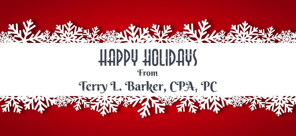 Red holiday greeting with snowflakes and 