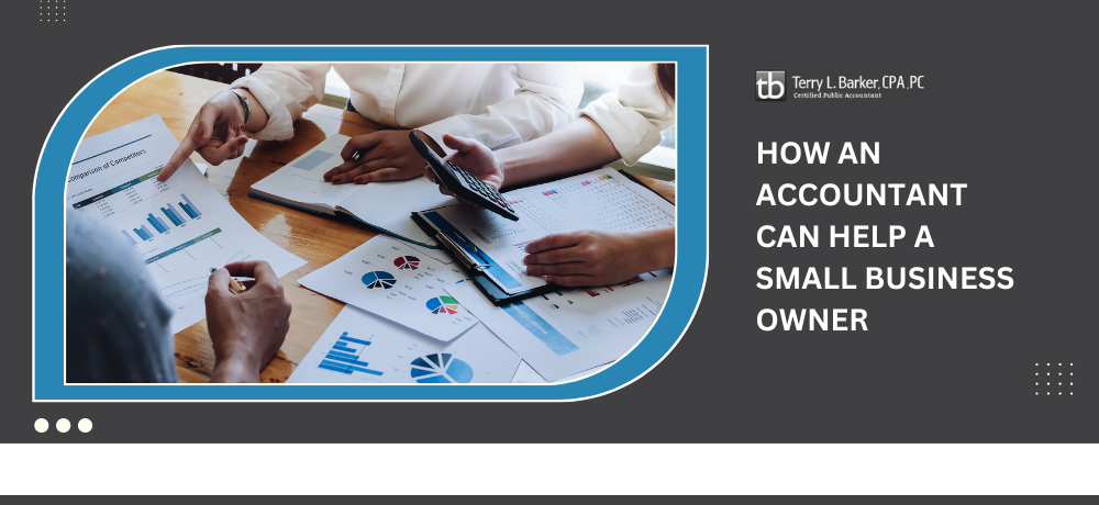 People reviewing financial documents, text reads 
