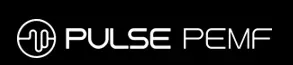 Logo for Pulse PEMF, white text on black. Circle with waveform inside.
