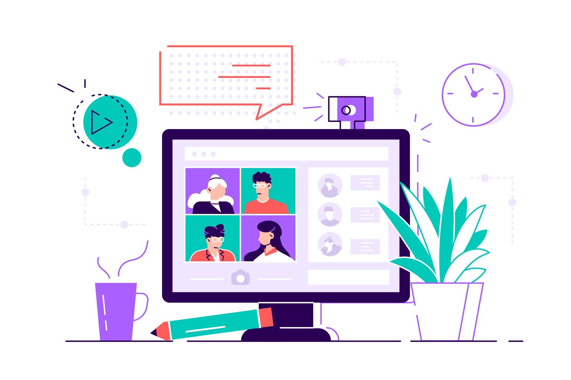A group of people are having a video call on a computer.